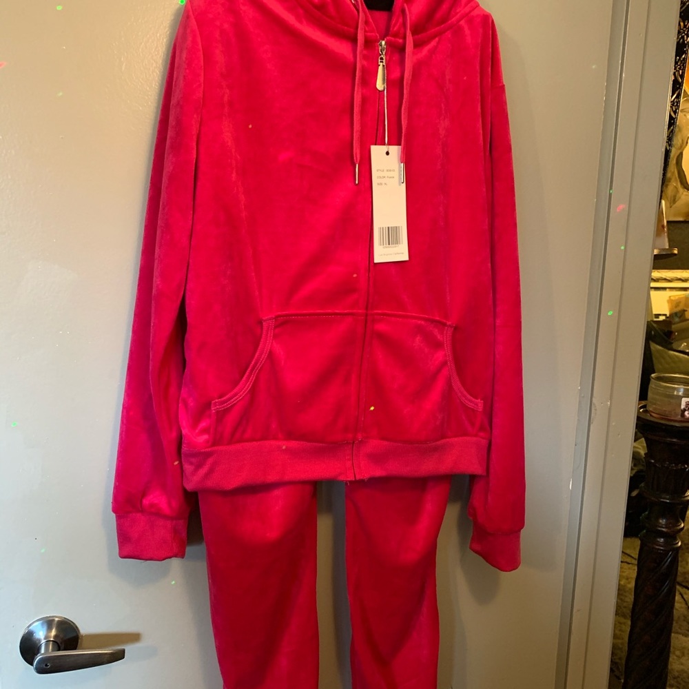 Two piece hooded sweat suit